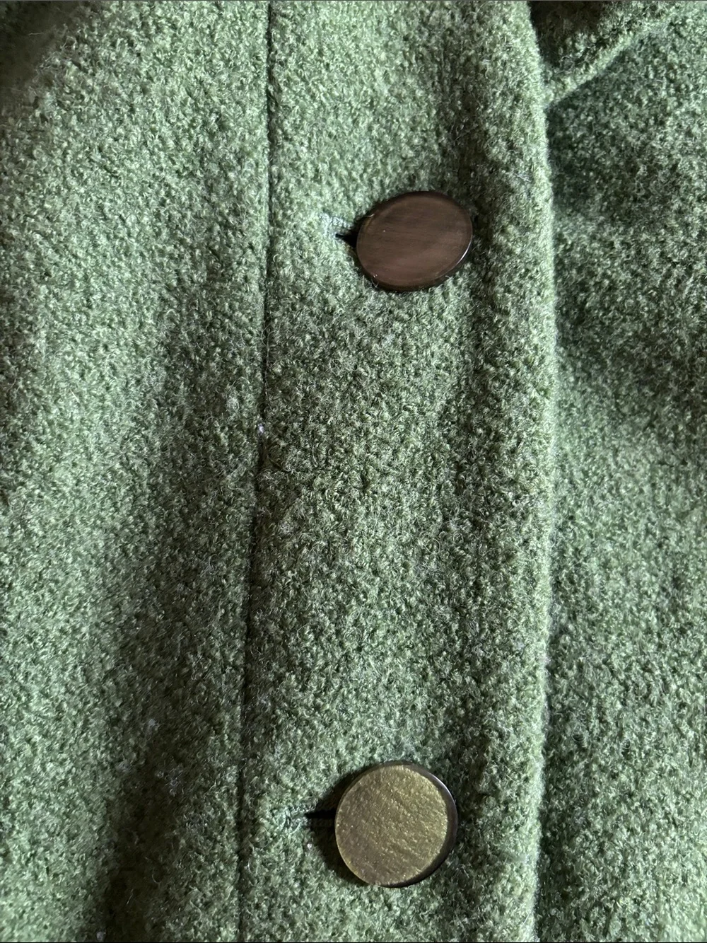 Spense Green Wool-Blend Cropped Pea Coat | Size M